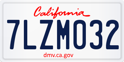 CA license plate 7LZM032