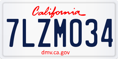 CA license plate 7LZM034