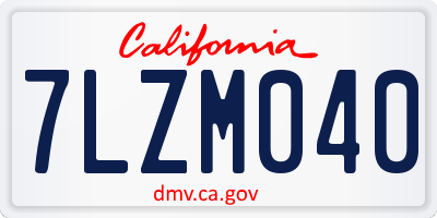 CA license plate 7LZM040