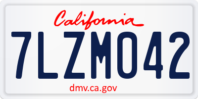 CA license plate 7LZM042