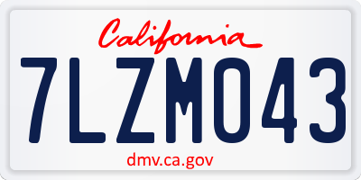 CA license plate 7LZM043