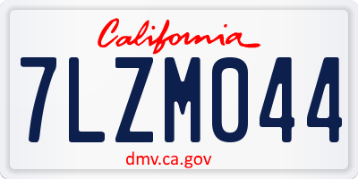 CA license plate 7LZM044