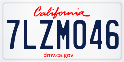 CA license plate 7LZM046