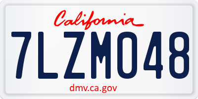 CA license plate 7LZM048