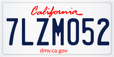 CA license plate 7LZM052