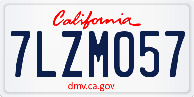 CA license plate 7LZM057