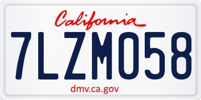 CA license plate 7LZM058