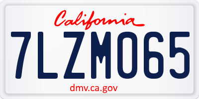 CA license plate 7LZM065