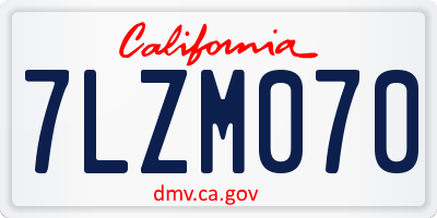 CA license plate 7LZM070