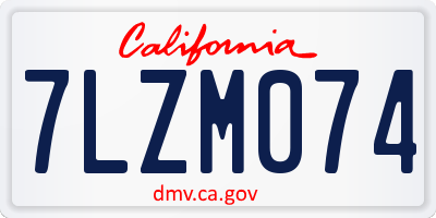 CA license plate 7LZM074