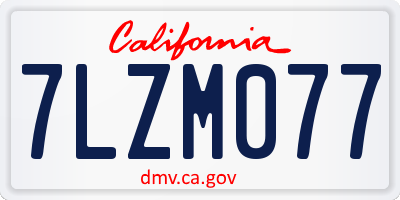CA license plate 7LZM077