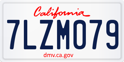 CA license plate 7LZM079