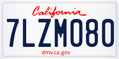CA license plate 7LZM080