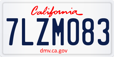 CA license plate 7LZM083