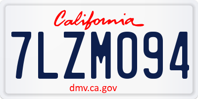 CA license plate 7LZM094