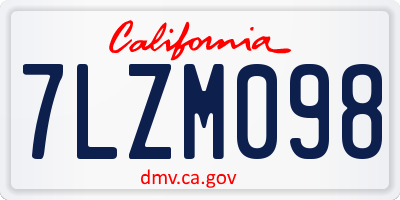 CA license plate 7LZM098