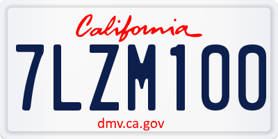 CA license plate 7LZM100
