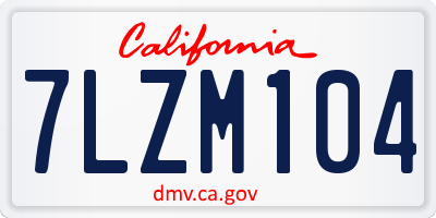 CA license plate 7LZM104