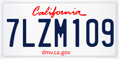 CA license plate 7LZM109