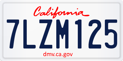 CA license plate 7LZM125