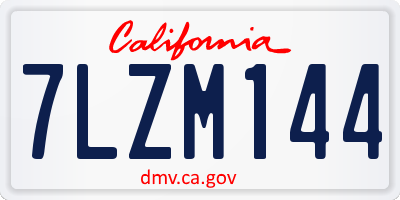 CA license plate 7LZM144