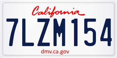 CA license plate 7LZM154