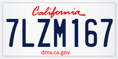 CA license plate 7LZM167