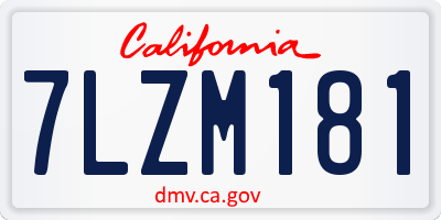 CA license plate 7LZM181