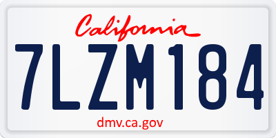 CA license plate 7LZM184