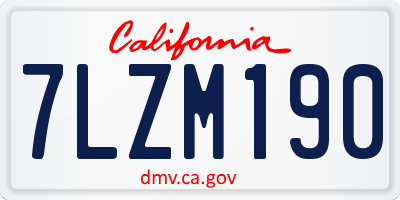 CA license plate 7LZM190
