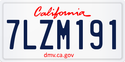 CA license plate 7LZM191