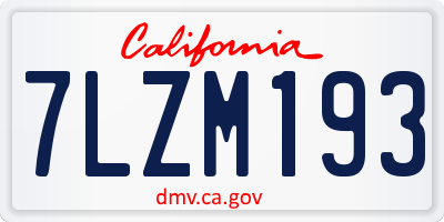 CA license plate 7LZM193