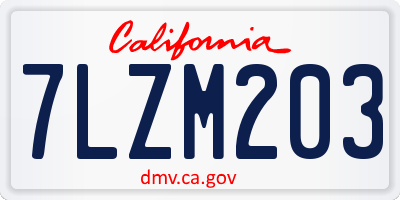 CA license plate 7LZM203