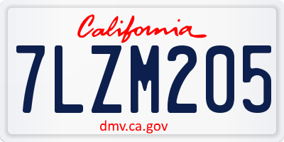 CA license plate 7LZM205