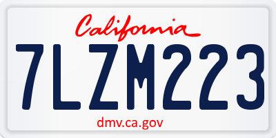 CA license plate 7LZM223