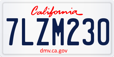 CA license plate 7LZM230