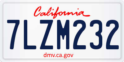 CA license plate 7LZM232