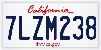 CA license plate 7LZM238