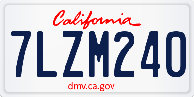 CA license plate 7LZM240