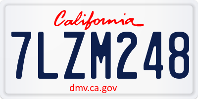 CA license plate 7LZM248