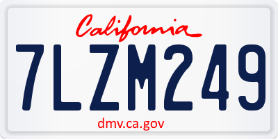 CA license plate 7LZM249