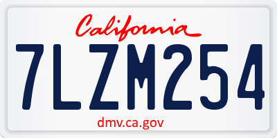 CA license plate 7LZM254