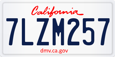 CA license plate 7LZM257