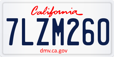CA license plate 7LZM260