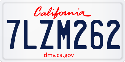 CA license plate 7LZM262