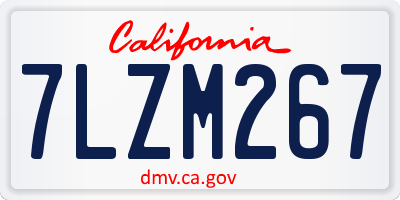 CA license plate 7LZM267
