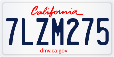 CA license plate 7LZM275