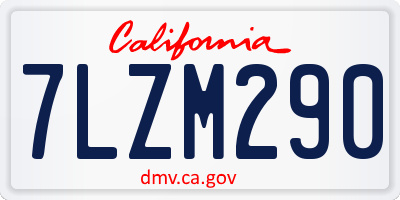 CA license plate 7LZM290