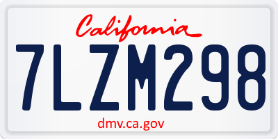 CA license plate 7LZM298