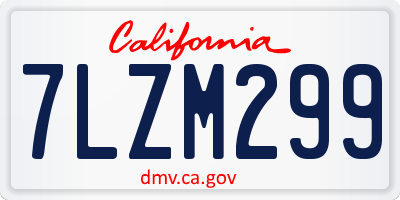 CA license plate 7LZM299